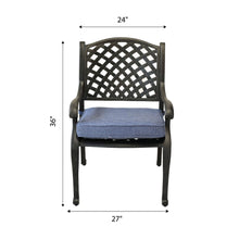 Load image into Gallery viewer, Indoor/Outdoor Dining Arm Chair With Cushion, Dark Lava Bronze/Navy Blue
