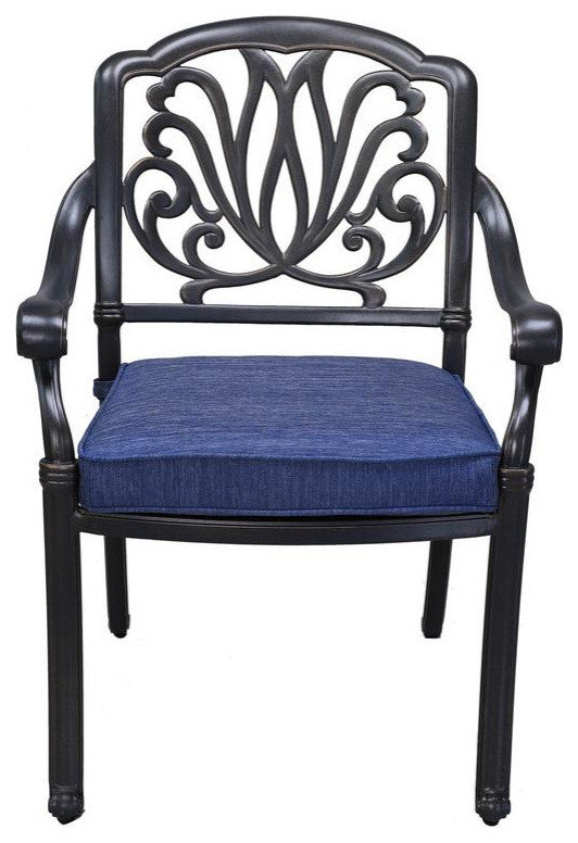 Dining Armchair With Cushion, Aluminum Frame, Set of 2, Dessert Night/Navy Blue