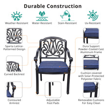 Load image into Gallery viewer, Dining Armchair With Cushion, Aluminum Frame, Set of 2, Dessert Night/Navy Blue
