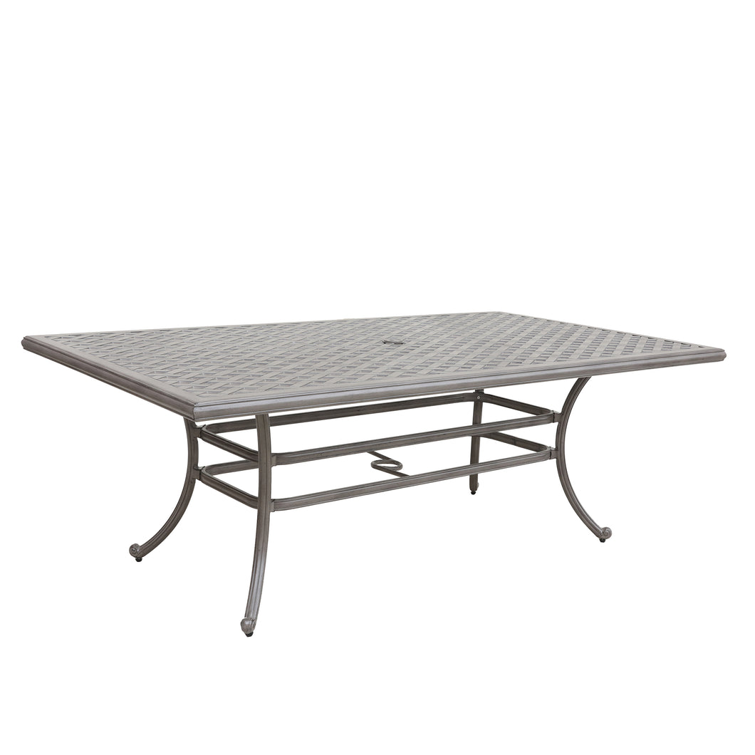 46x86 Inch Cast Aluminum Rectangle Table, Heritage Grey