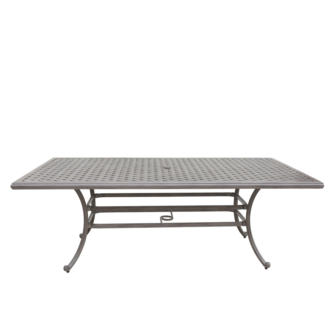 46x86 Inch Cast Aluminum Rectangle Table, Heritage Grey