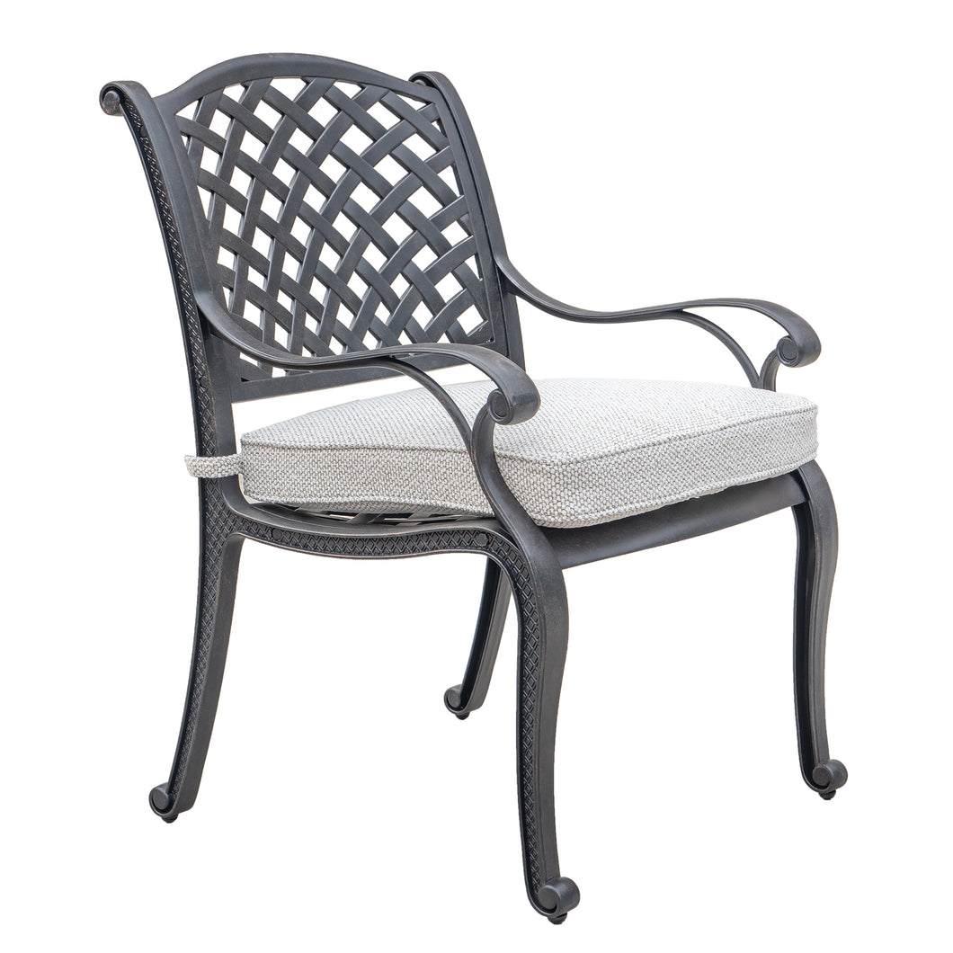 Cast Aluminum Dining Swivel Rocker With Cushion, Set of 2, Dark Lava Bronze/Sandstorm