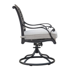 Load image into Gallery viewer, Cast Aluminum Dining Swivel Rocker With Cushion, Set of 2, Dark Lava Bronze/Sandstorm
