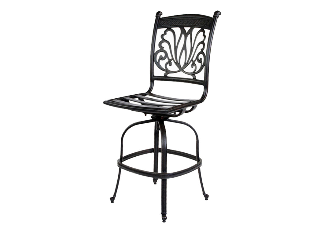 Cast Aluminum Armless Barstool with Design (Set of 2)