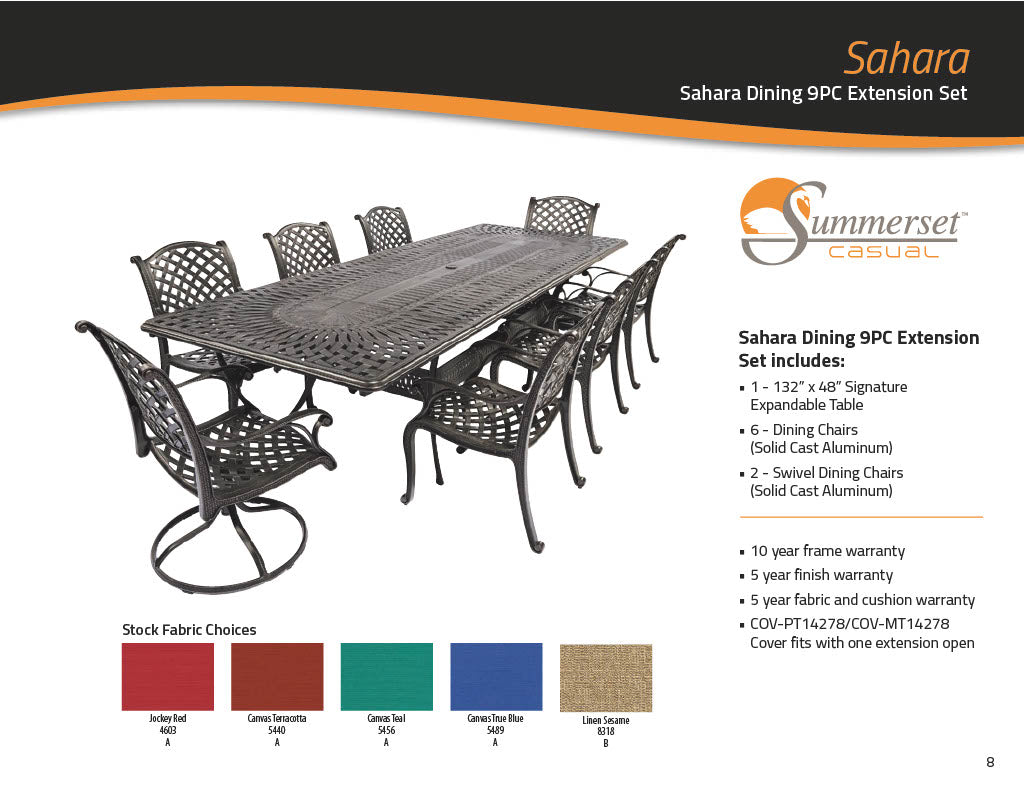 Sahara Dining 9PC Extension Set - No Cushion