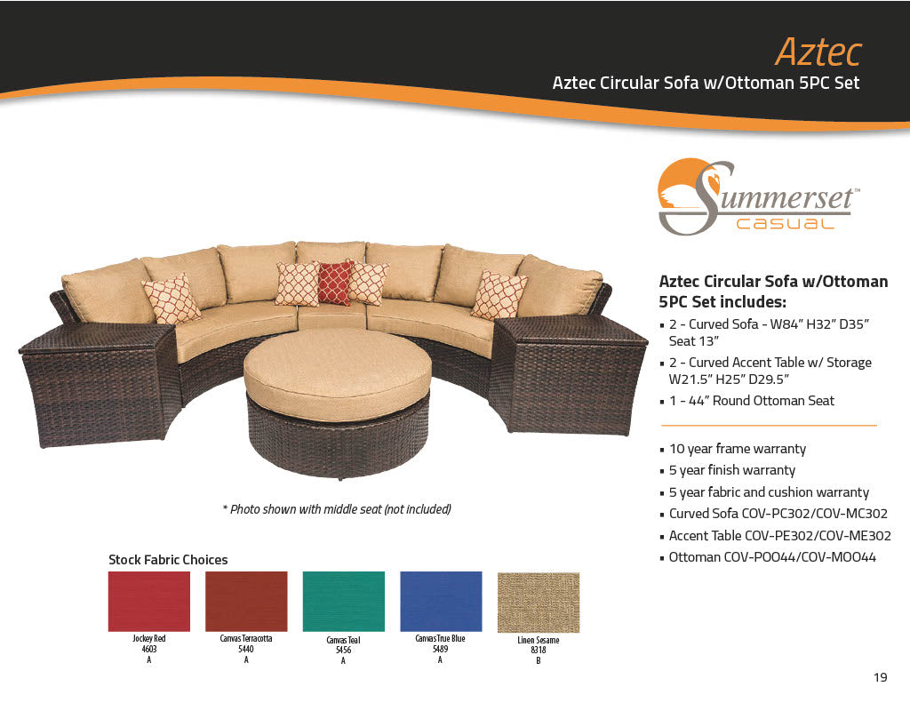 Aztec Circular Sofa w/ Ottoman 5PC Set