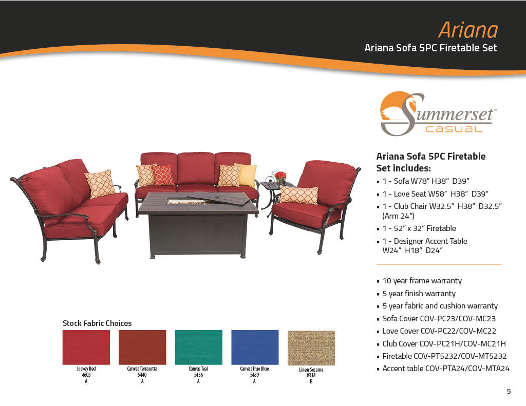 Ariana Sofa 5PC Firetable Set